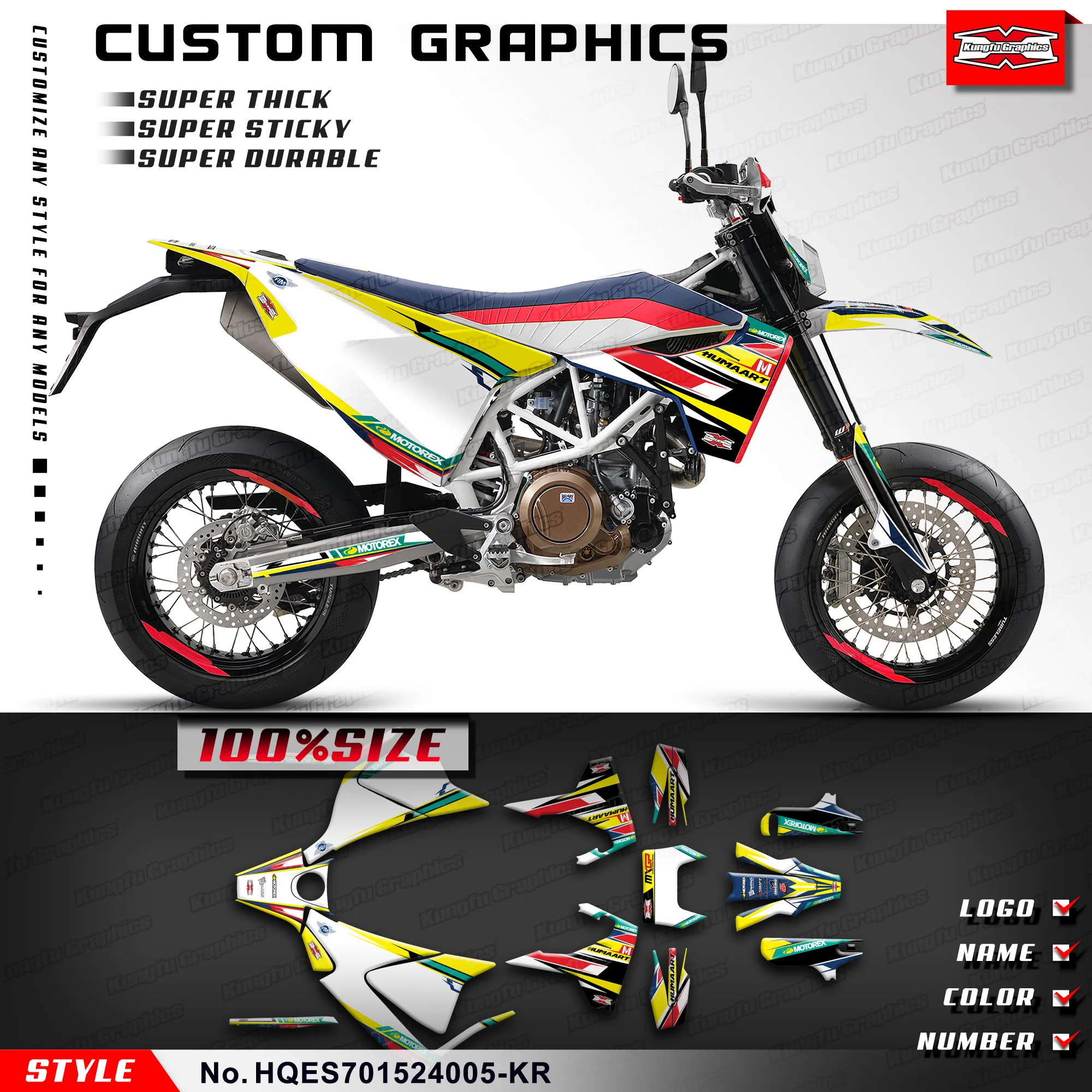 KUNGFU графические Наклейки на заказ комплект виниловой пленки для Husqvarna Enduro Supermoto 701