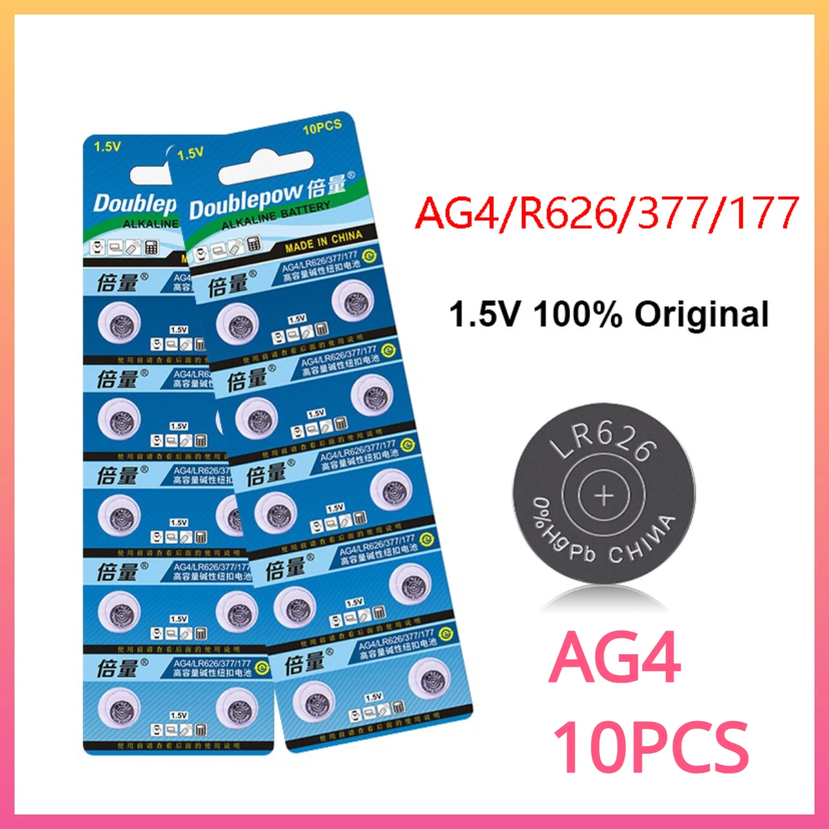 

10pcs 1.5V Alkaline button battery AG4 377A LR626 SR626SW 377 177 Button cell Watch Battery Coin Cell Battery alkaline battery