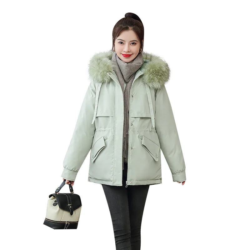 Parkas Women Winter Thickened Parka Waist Trimming Loose plus Size Keep Warm Coat Cotton-Padded Jacket Tide Winter Coat Women