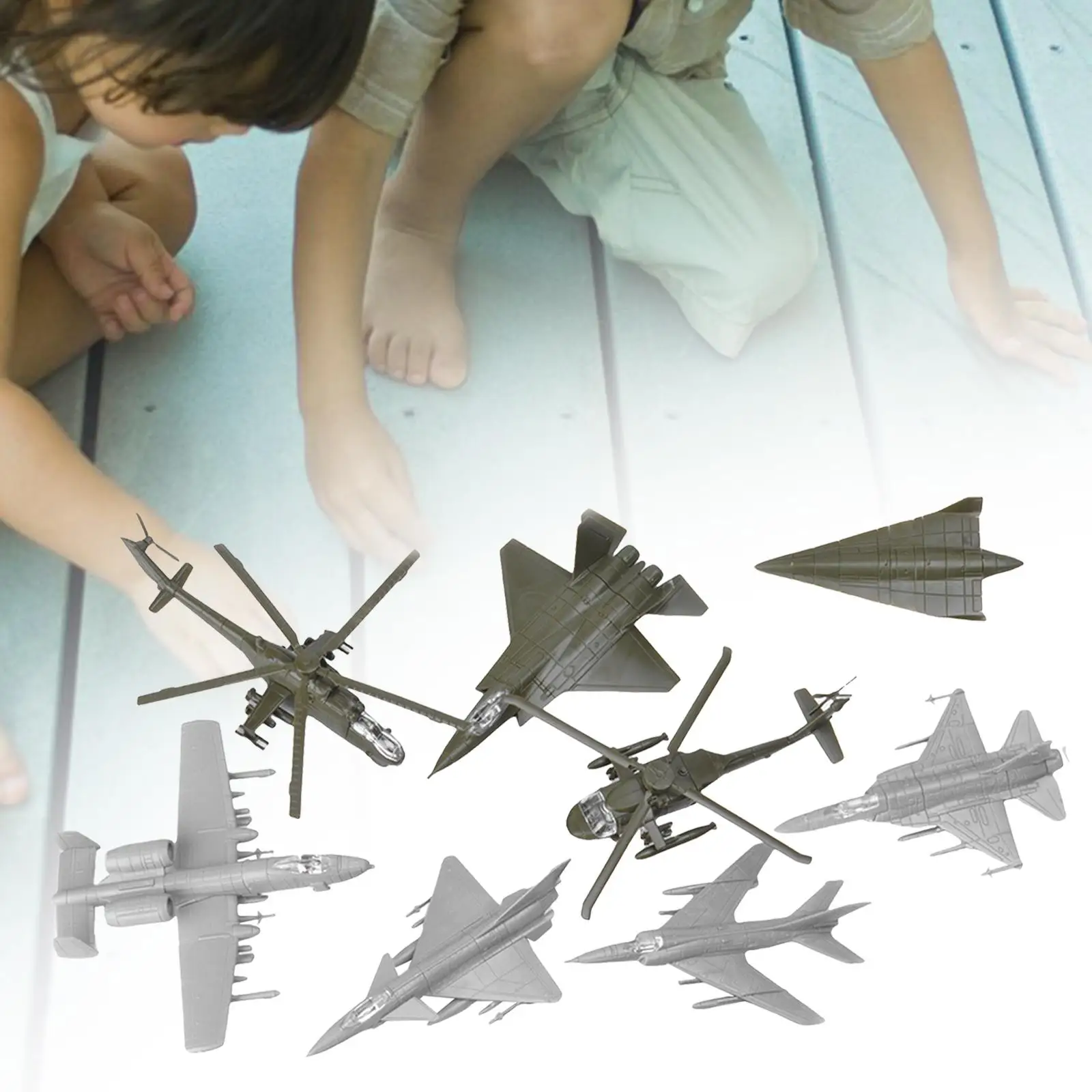 

8Pcs 4D DIY Toys Fighter Helicopter Model Collection Building Home Ornaments