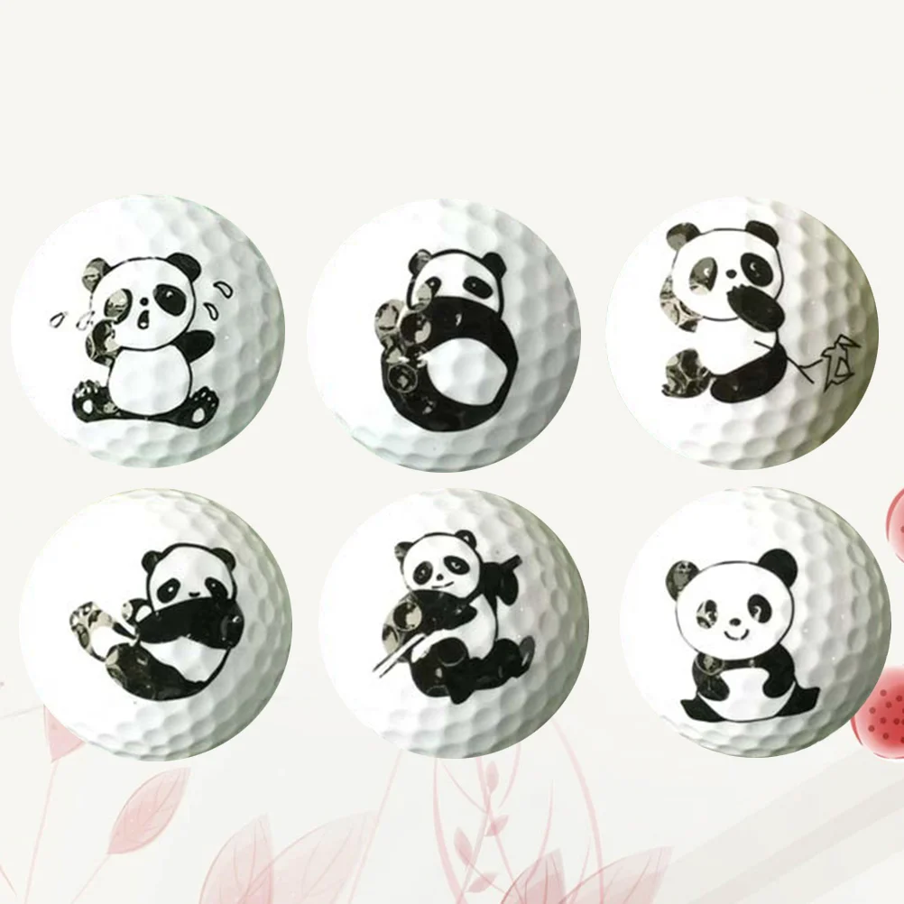 

6pcs Cartoon Panda Pattern Balls Practice Supplies Indoor Training Aid Two-layer Training Ball for Home Outdoor (Random Style)