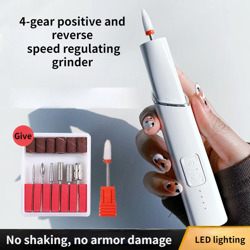 With LED 18000RPM electric nail drill with sander nail enhancement machine 4-gear hand-held nail drill milling machine