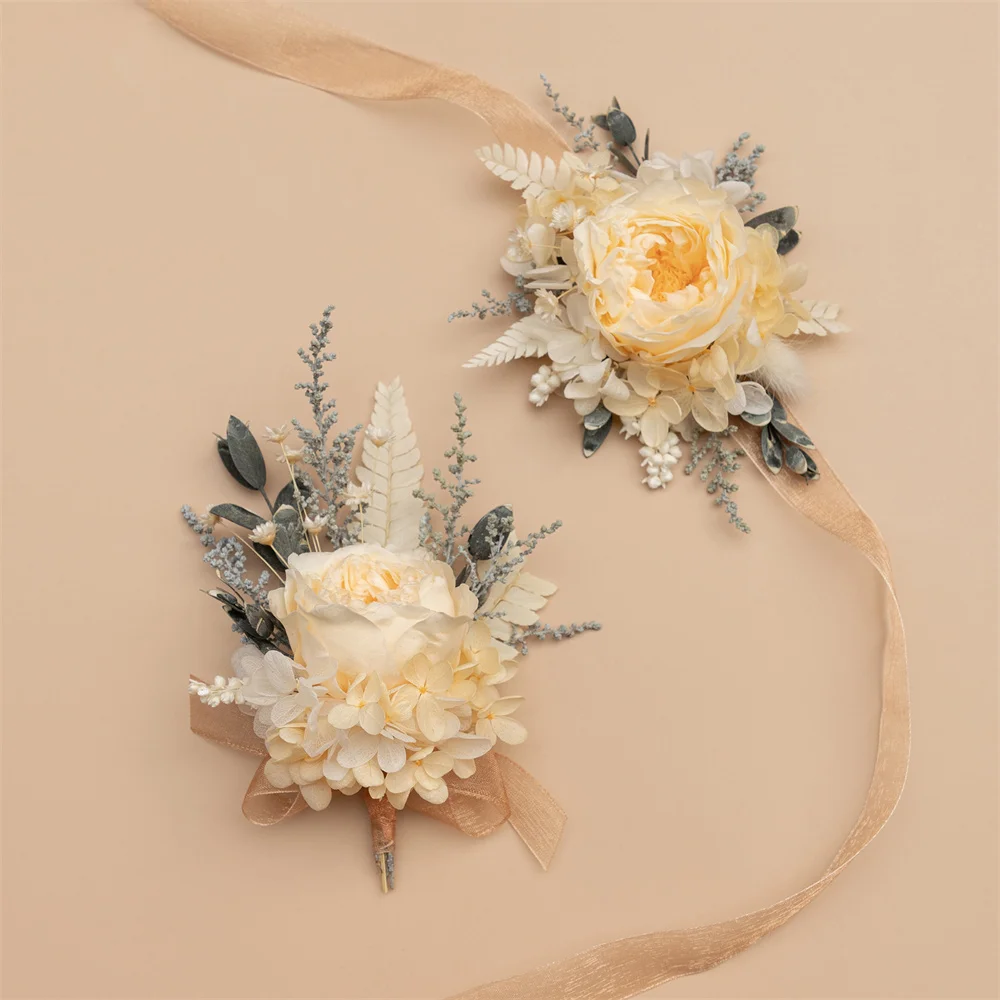 

Preserved Rose Small Floral Dried Flower Marriage Accessories DIY Craft, Handmade Mini Bouquet Wrist Corsage Groom Flower Decor