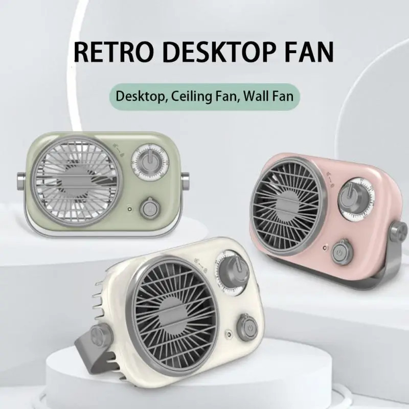 

Маленький портативный Ретро-вентилятор, бесшумный Настольный Электрический ручной перезаряжаемый вентилятор с мощным потоком воздуха, до...