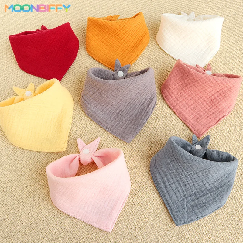 

Baby Feeding Bibs Muslin Cotton Stuff Newborn Button Soft Triangle Saliva Towel Burp Cloth Feeding Drool Bibs for 0-2T