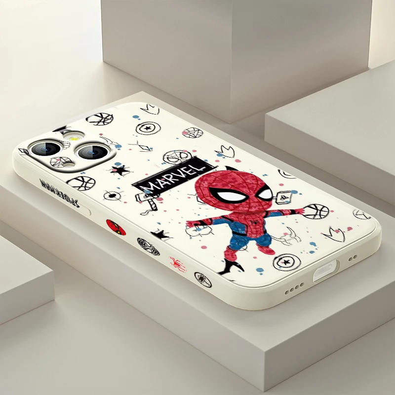 

Avengers Spider-Man Cool For Apple IPhone 13 12 Mini 11 Pro XS MAX XR X 8 7 6S SE Plus Liquid Left Silicone Phone Case