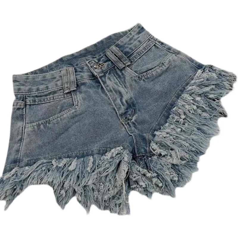 Sexy Hot Denim Shorts Tassel Raw Edge Women Shorts High Waist Jeans Y2K Jean Shorts Summer Fashion Cool Pants Girls Pantalones