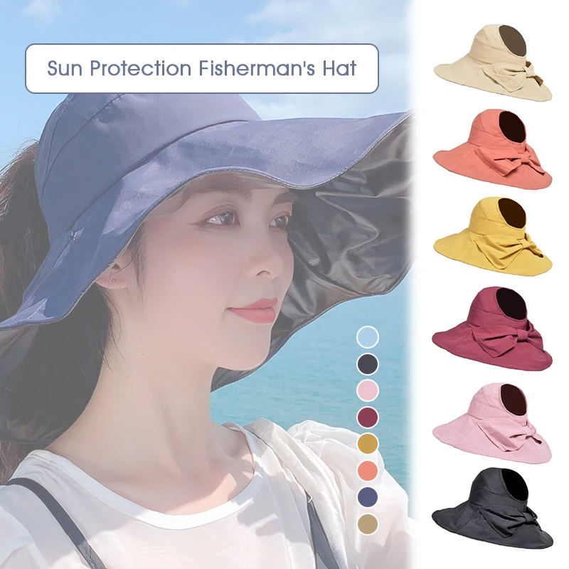 

2023 New Female Korean Trendy Sunscreen Hat Big Brim Uv Protection Beach Trip Empty Top Women Sun Hats Double Sided