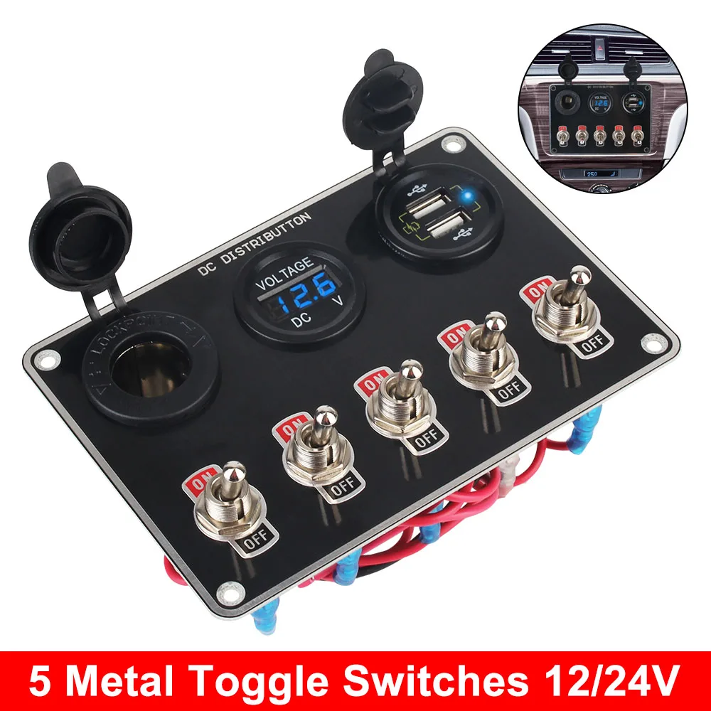 12-24 в прикуриватель вольтметр Usb QC3.0 быстрое зарядное устройство ВКЛ./ВЫКЛ.