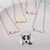 custom pet dog cat photo name necklaces for women men stainless steel customized animal necklace pendant personalized jewelry