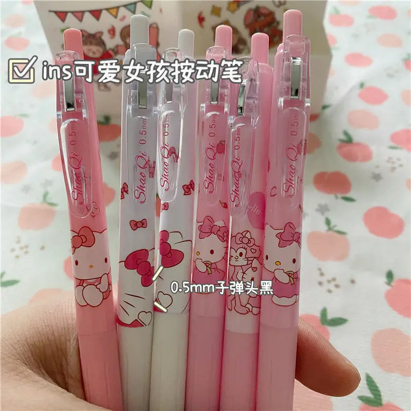 

Кавайная нейтральная ручка Hello Kitty ins, высококлассная ученическая ручка 0,5 мм на водной основе с милым прессом, школьные принадлежности, рождественский подарок