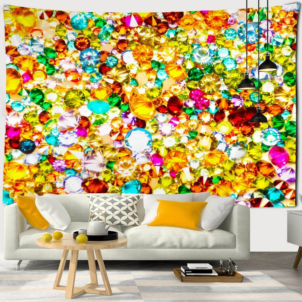 

crystal sparkling dream tapestry wall hanging bedroom psychedelic scene starlight home decor art wall carpet background cloth