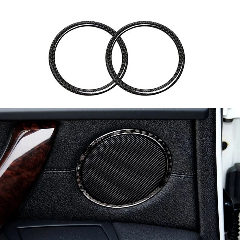 

2PCS Carbon Fiber Car Door Speaker Decorative Circle Sticker Loudspeaker Trim For BMW 3 Series E90 X1 E84 2005-2012 Accessories