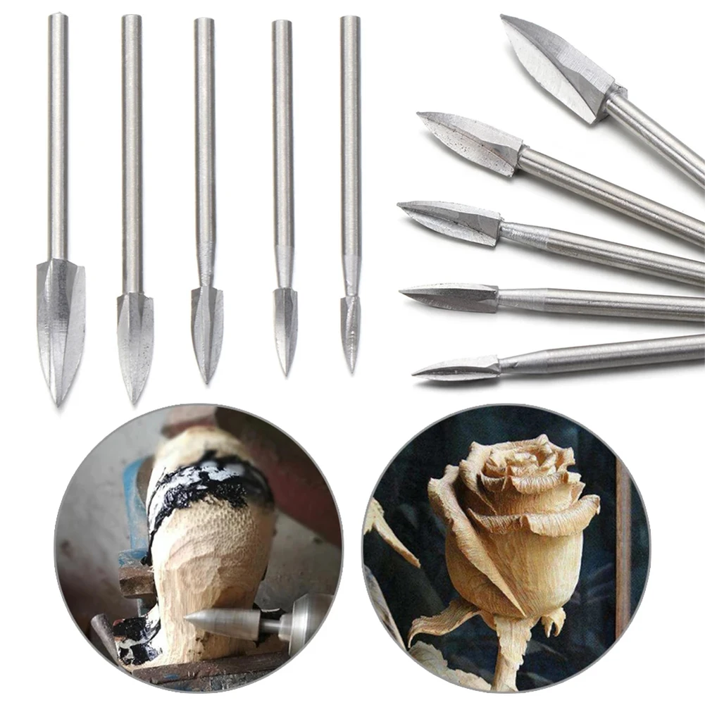 

5pc Wood Carving Engraving Drill Bit HSS Carving Tool Engraving Drill Bit Woodworking Carbide Grinding Tool Milling Grinder