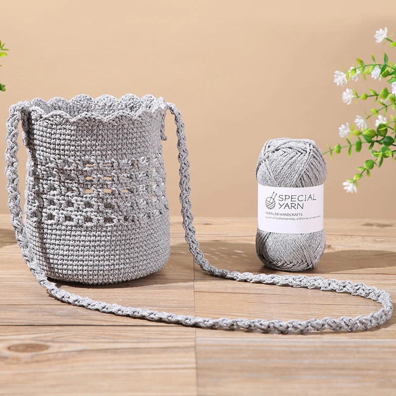 Хлопковая Акриловая Чесаная Пряжа Ручное Вязание Высокая Прочность Серебряная