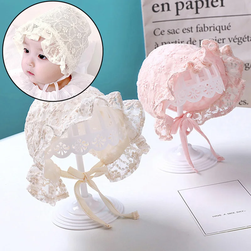 

Baby Girl Infant Soft Bonnet Cap Toddler Sun Hats Cute Summer Lace Flower Newborn Baby Hat Princess Newborn Photography Props