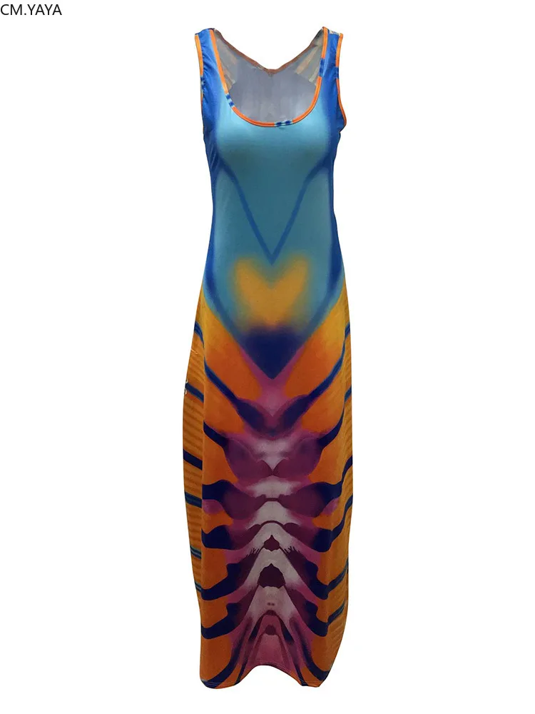 Женское летнее платье-карандаш с принтом CM.YAYA длинное облегающее платье-футляр