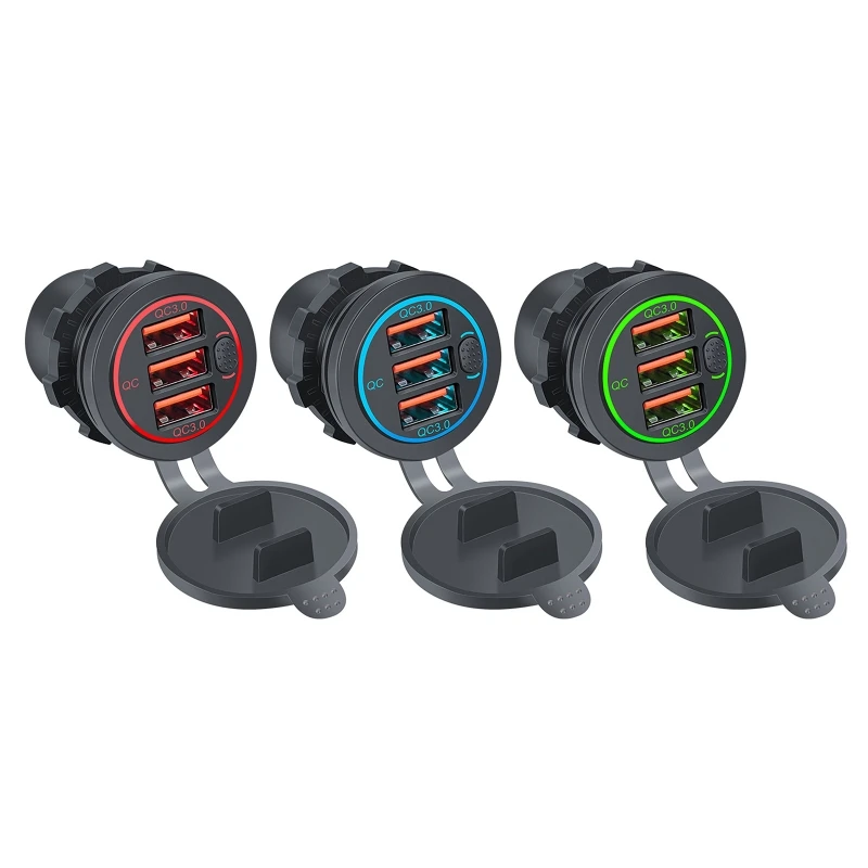 

Автомобильное зарядное устройство с 3 портами USB QC3.0, быстрая зарядка, адаптер зарядного устройства 12-24 В, автомобильное зарядное устройство для телефона светильник кой T3ED