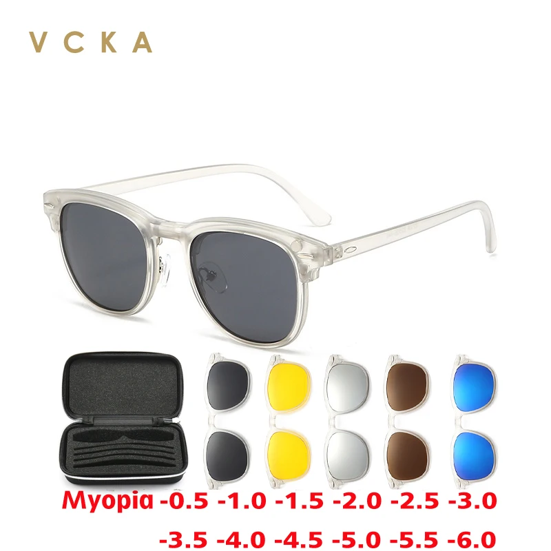 VCKA 6 в 1 мужские поляризационные солнцезащитные очки для близорукости прозрачные
