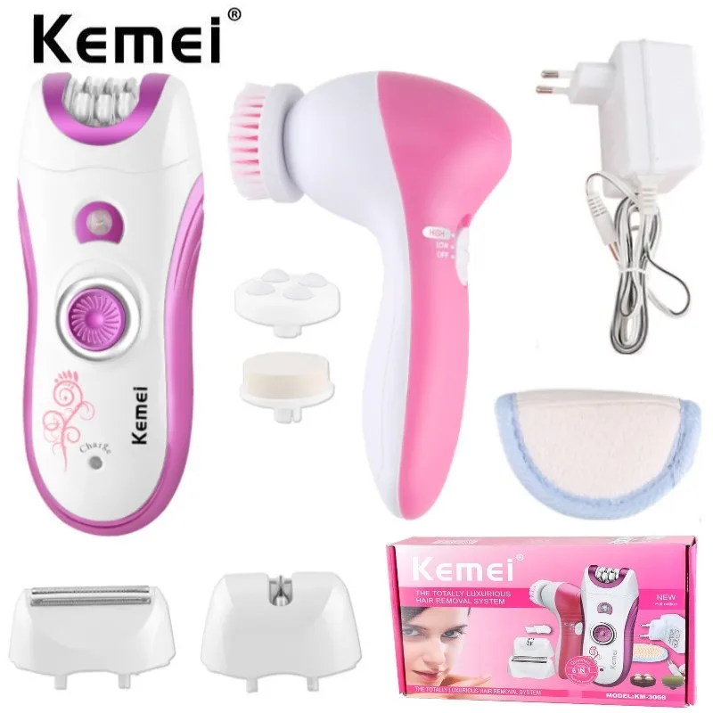 

Kemei Original 6in1 electric epilator for women whole body rechargeable lady shaver facial hair removal bikini trimmer underarms