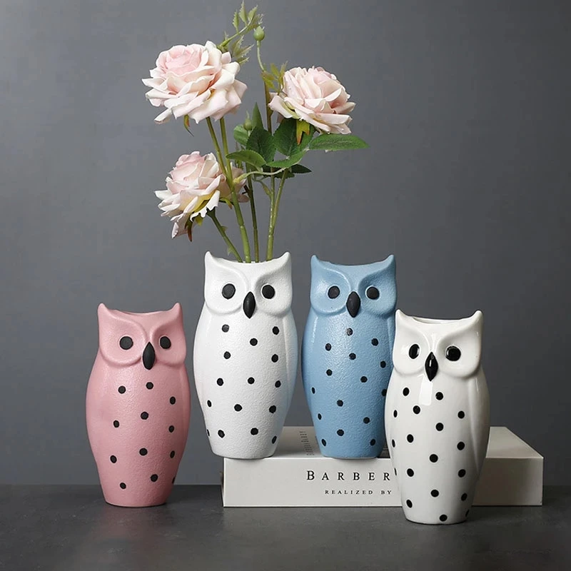 Nordic Ins мультфильм Сова керамическая ваза для цветов современная матовая