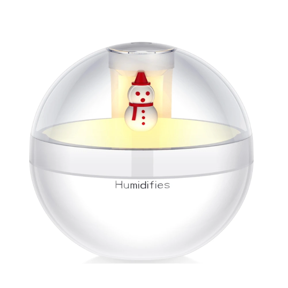 

Snowman Air Humidifier with Night Light Essential Oil Diffuser USB Mist Maker Christmas Gift Home Car Diffuser White