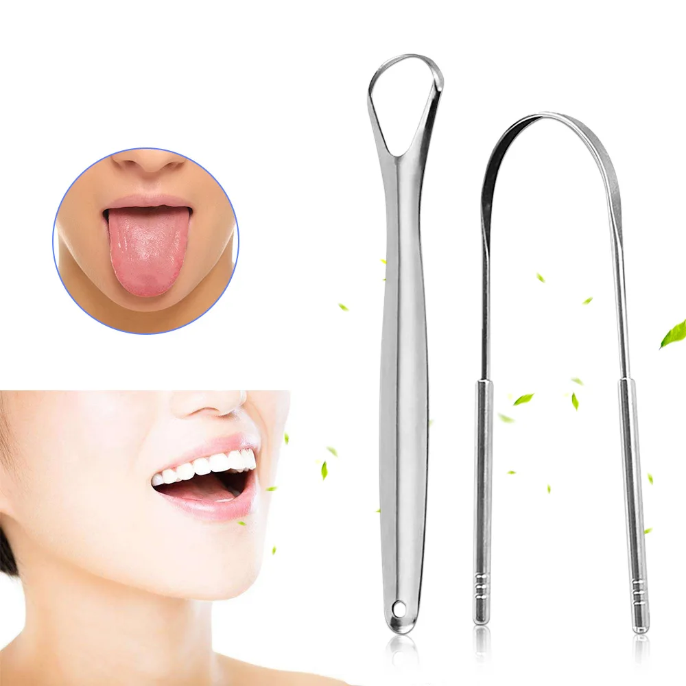 Tongue Scraper Stainless Steel Tongue Cleaner Remove Halitosis Tongue Coating Oral Care Tongue Scraping Brush Oral Care Tool