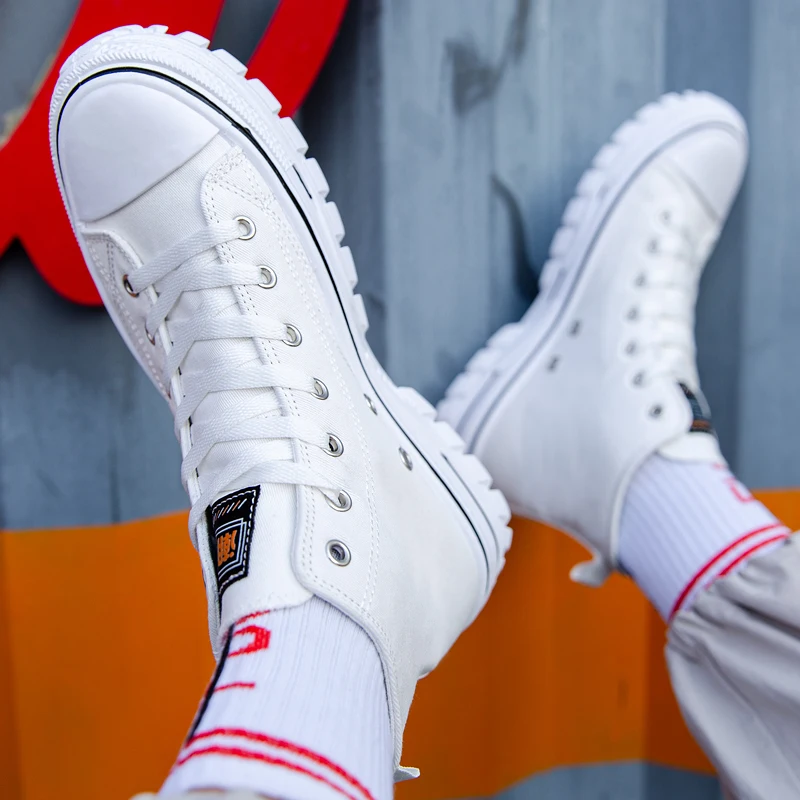 Men's Canvas Shoes Street Style Women's Sports Shoes Vulcanized Flat Shoes Spring and Autumn High Top Casual Shoes Zapatos Mujer