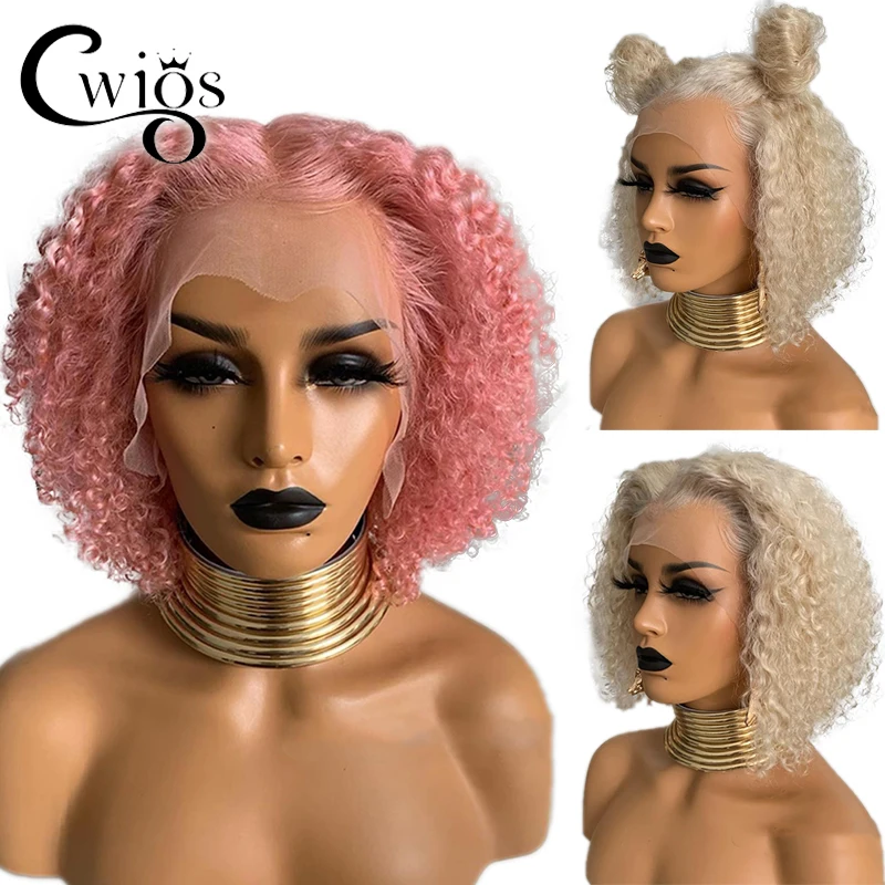 

Женский парик для косплея, короткий синтетический, с кудрявыми волосами, с перехлёстом, кудрявые, розового цвета, кудрявые, 13 х4