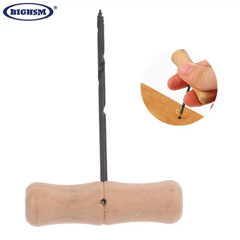 

1Pc Spiral Wooden Handle Hole Drill Bit DIY Woodworking Engraving Tool Manual Hole Punch T-shaped Hole Opening Tools
