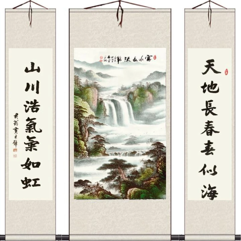 Chinese Style Landscape Scroll Wall Paintings Vintage Room Decor Aesthetic Posters Home Office Decor Hanging Wall Art Tapestry