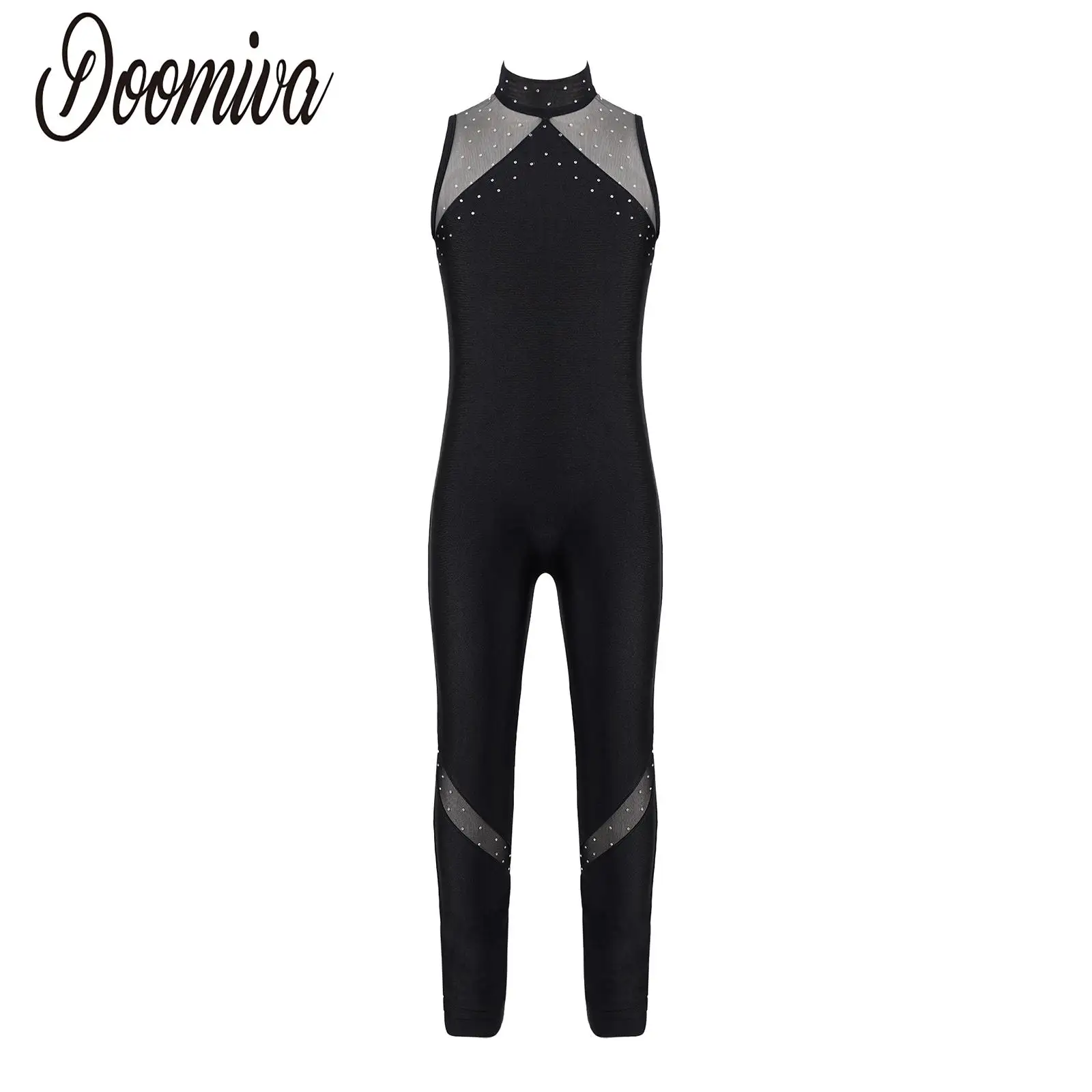 

Блестящее балетное танцевальное трико для девочек, без рукавов, ритмичная Женская одежда с открытой спиной, трико для фигурного катания на коньках, комбинезоны, танцевальная одежда