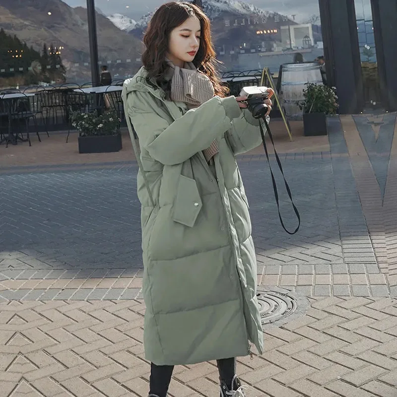 

2023 New Warm Hooded Women Down Padded Coat Female Overcoat Solid Color Temperament Thick Fashion Loose Women's Cotton Coat T212