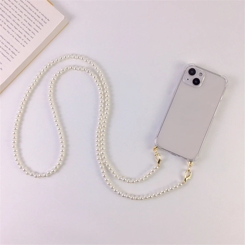 

Crossbody Pearl Lanyard Case for OPPO Realme 8i 9i 8 9 Pro C35 C31 GT Find X5 Lite X3 Neo Strap Necklace Transparent Soft Cover