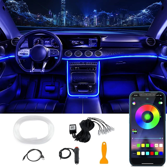 5IN1 6IN1 Neon LED Car Interior Ambient Light Fiber Optic EL Wire Strip Light App USB RGB Auto Accessories LED Decorative Lamp 1