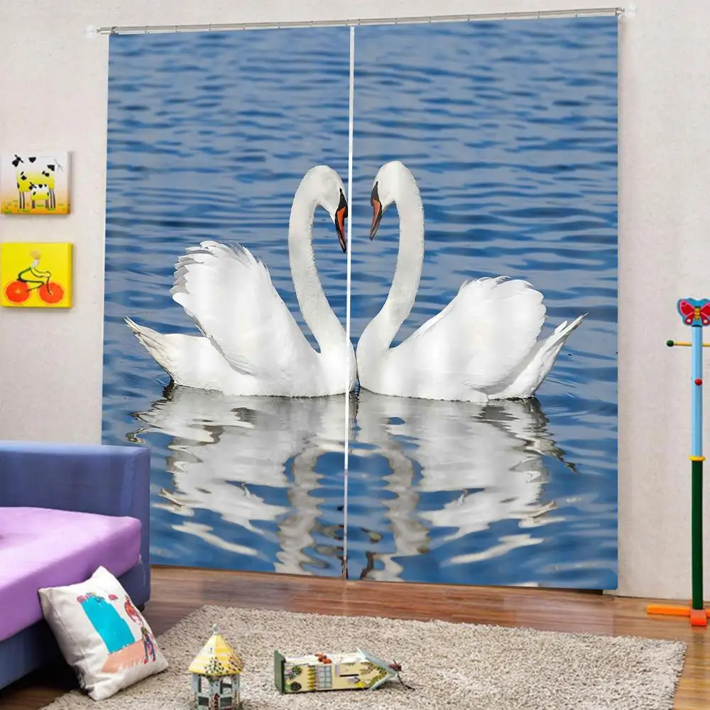 Роскошные 3D оконные занавески для гостиной крючки душа синие шторы затемняющие