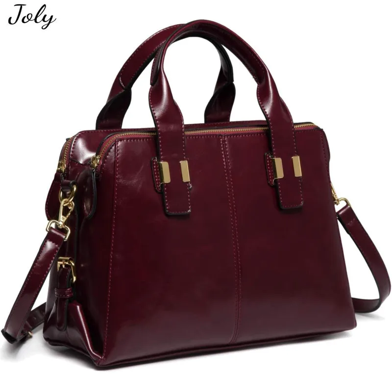 

Handbags for Women, Smooth PU Leather Top Handle Bag Ladies Satchel Work top-handle Bag with Triple Compartments (Burgundy)
