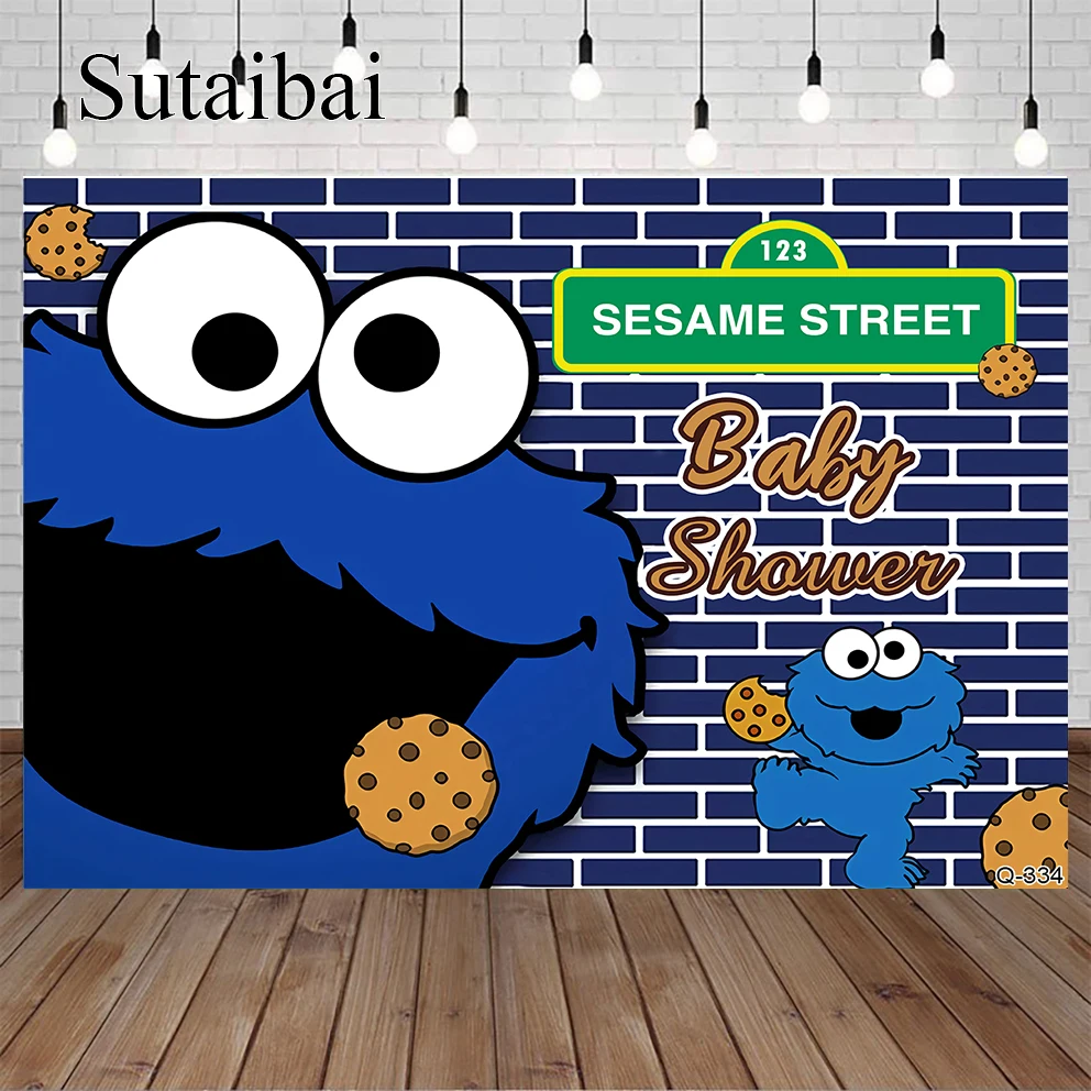 

Cookie Monsters Birthday Backdrop Sesame Street Theme Birthday Party Custom Banner Children Photo Background Decoration Prop