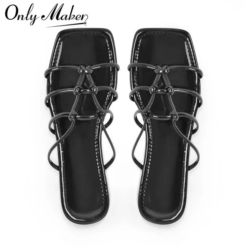 

Женские сандалии Onlymaker с квадратным носком, летние сандалии на плоской подошве, большие размеры, синие сандалии