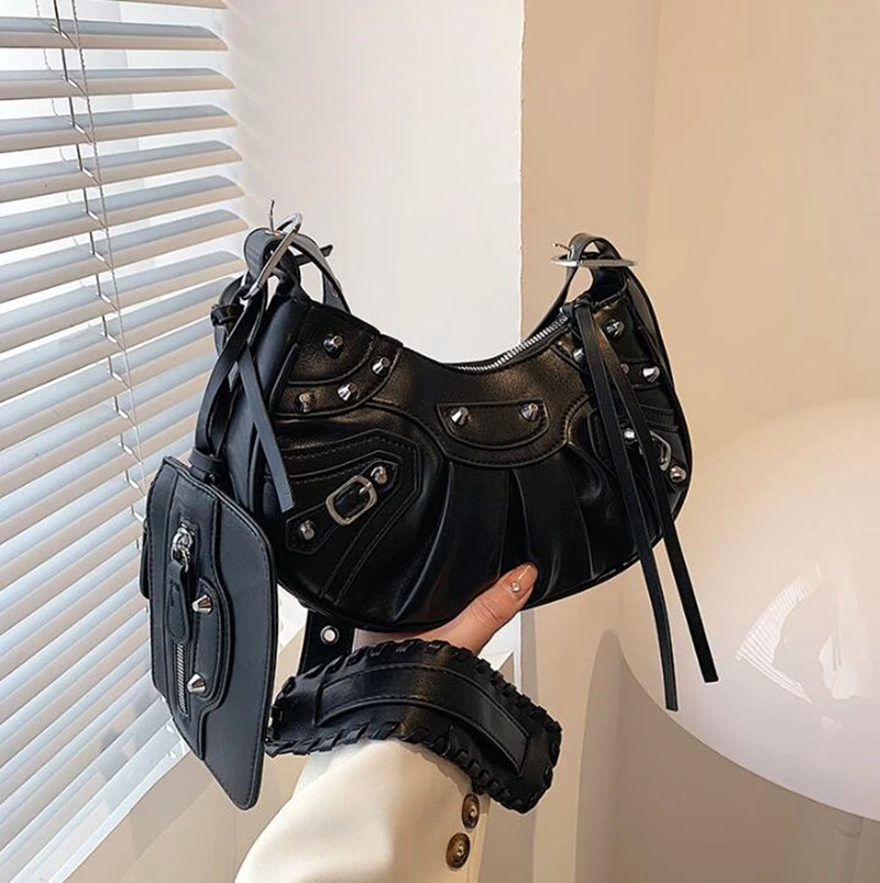 Fashion Rivets Design Bags For Women 2022 B Luxury Brand Shoulder Cross-body Bag With Card Pack Multi Color Handbag Bolsa |