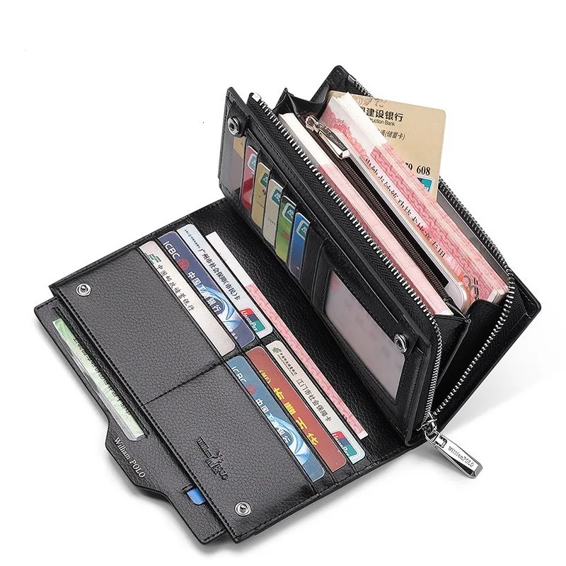 Мужской брендовый клатч Williampolo деловой кожаный кошелек органайзер для кредитных