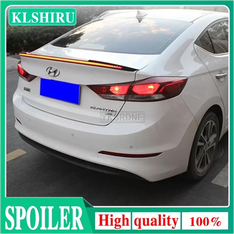 

KLSHIRU для Hyundai Elantra 2017 2018 2019, окрашенный АБС-пластик, черный, белый цвет, задний спойлер, крыло багажника со светодиодной подсветкой