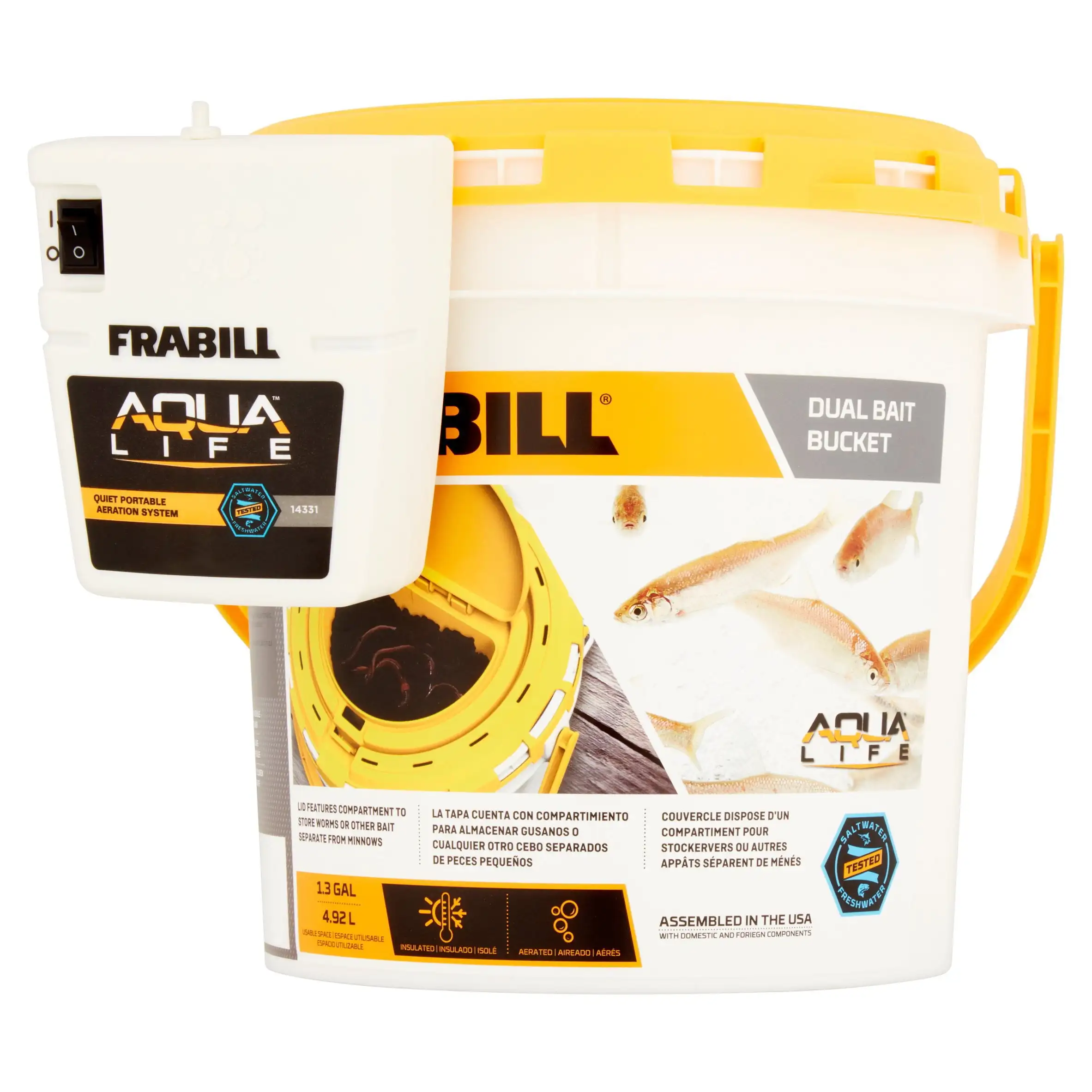 

Duel Fish Bait Bucket with Clip On Aerator 4823
