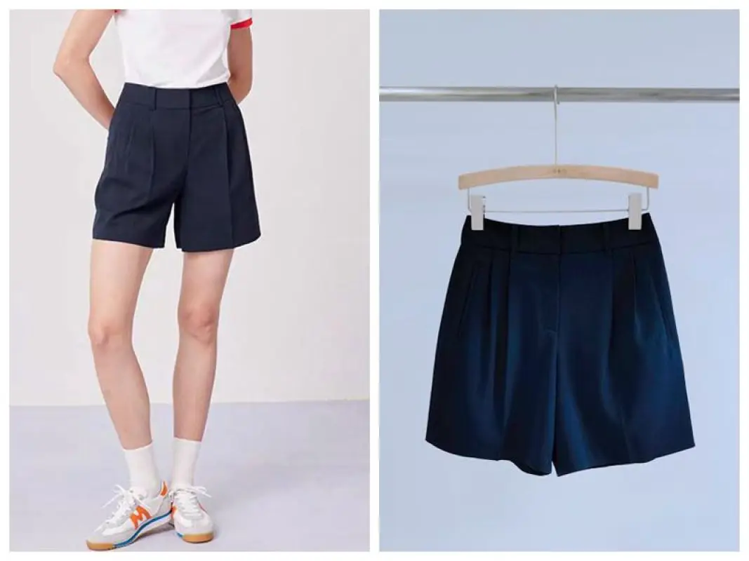 

Summer Women's Shorts 2023 New Mid-high Waist Slim Straight Leg Shorts