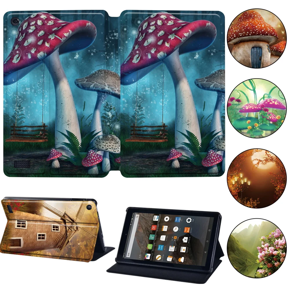 For Fire HD 10/10 Plus 11th Generation 2021 Case Fire HD 8/8 Plus Cover for Fire 7/Fire 8/Fire 10 Tablet Stand Forest Series