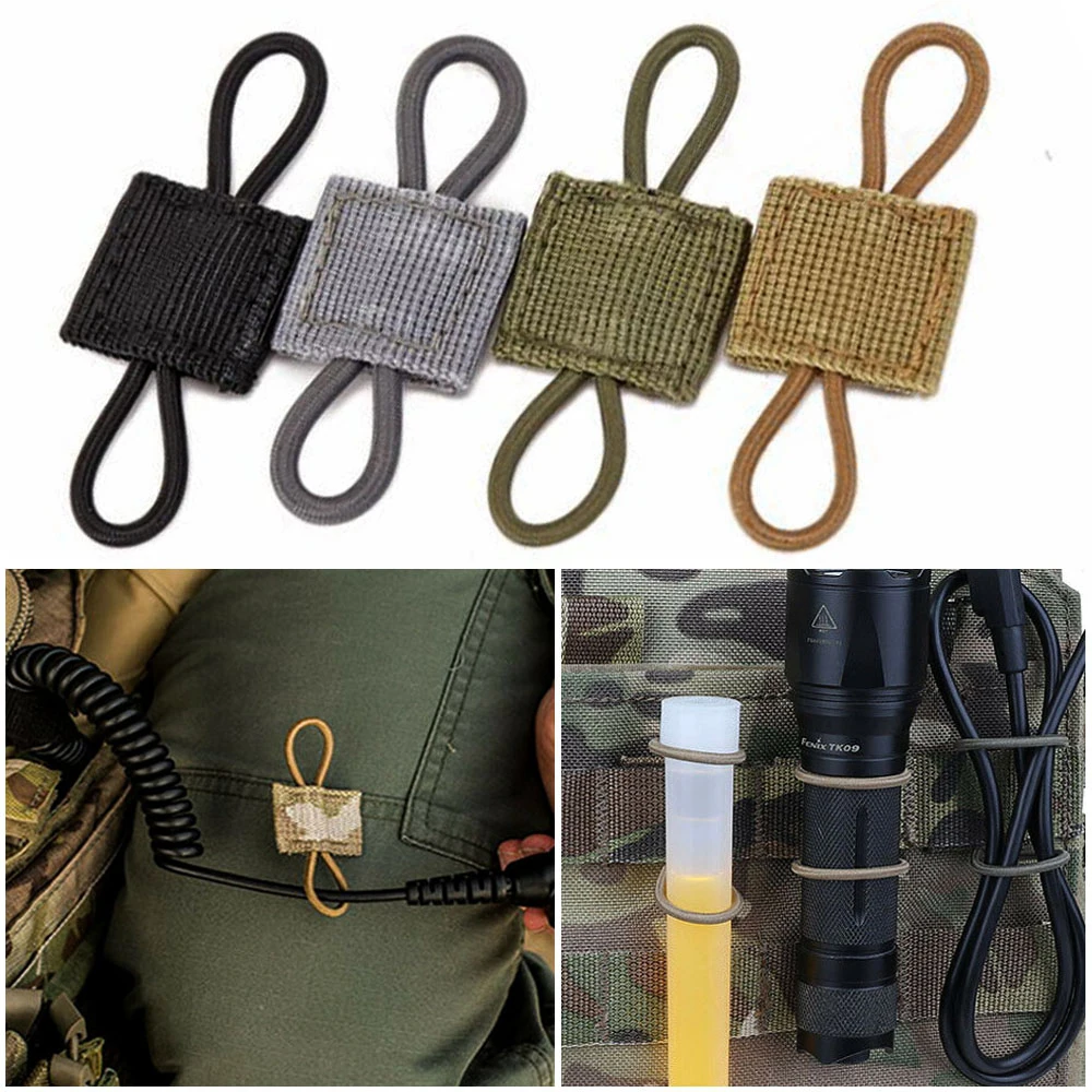 

4pcs 4 Colors Elastic Rope Tactical Antenna Stick Pipe Molle Ribbon Buckle Binding Retainer Webbing Buckles Outdoor Tool