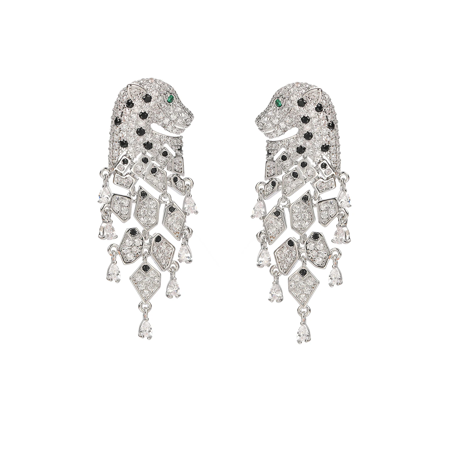 

Cubic Zircon CZ Leopard with Charm Dangle Earring for Women Girl Prom Jewelry with 925 Silver Pin CE11462