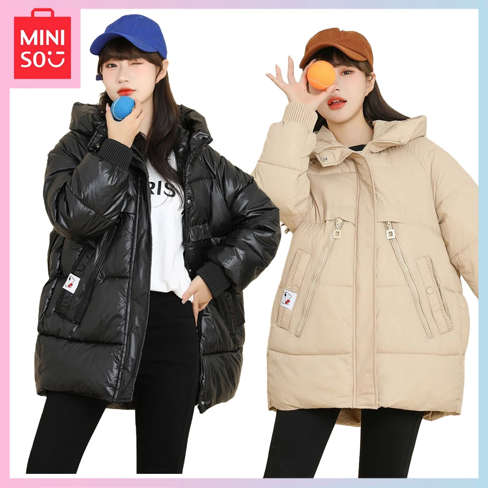

Miniso Cartoon Hello Kitty Y2K Sweet Cool 2023 Winter New Cotton-Padded Jacket Slim Bright Face Warm Windproof Couple Coat