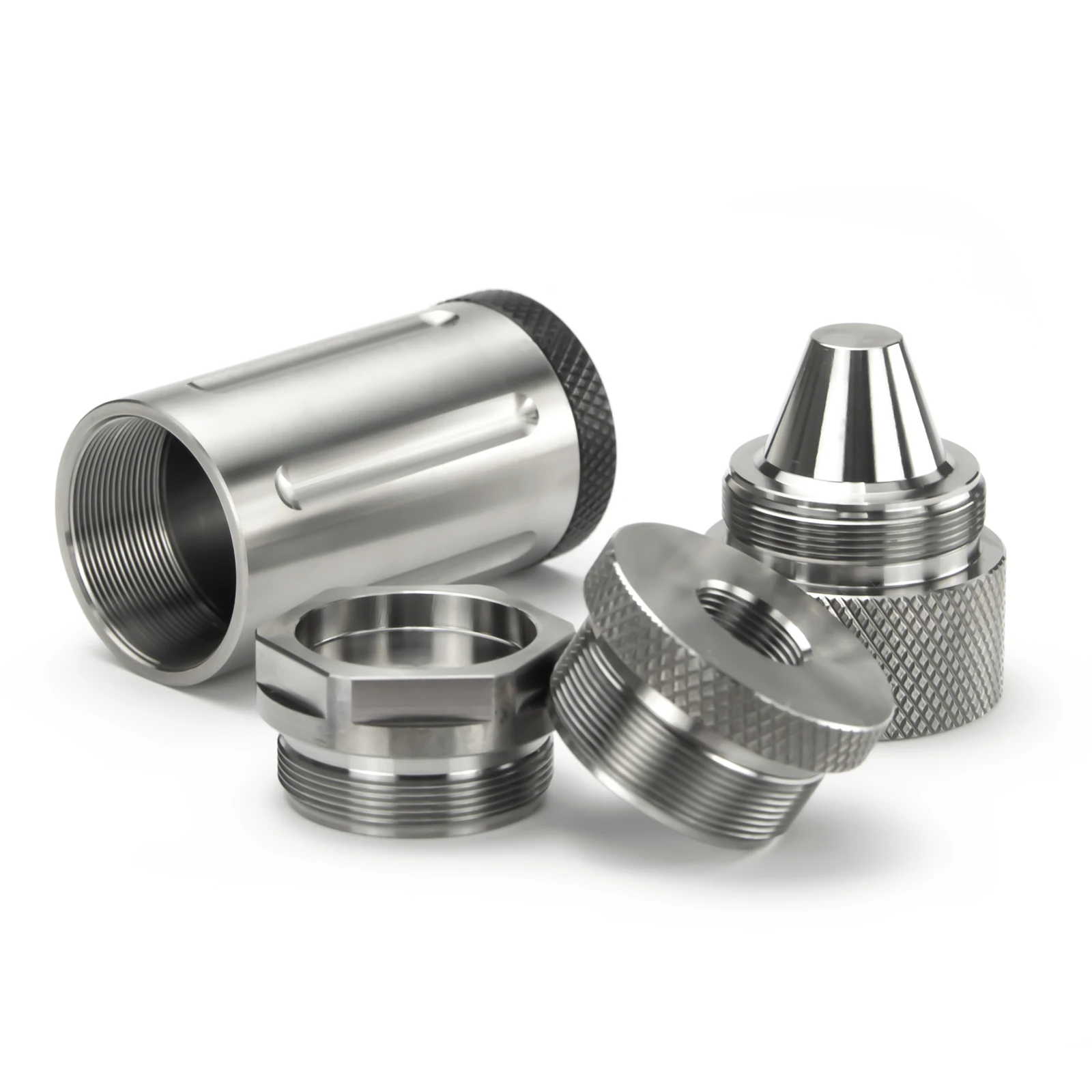 

10"L 1.58''OD Titanium GR5 Modular Solvent Trap Fuel Filter 1.375x24 TPI and 5/8x24 or 1/2x28 Cap 1.375x24 to 1.1875x24 Adapter