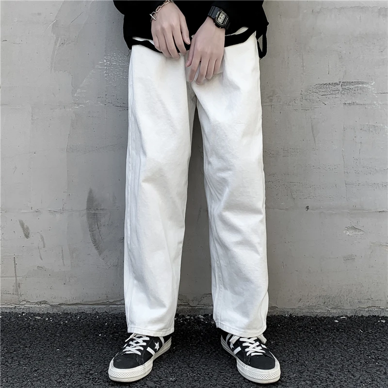 

High-waisted Retro Straight-leg Jeans Hip hop Casual Straight-leg Jeans Pants Fashion Loose High Street White Pants Men Women